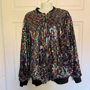 Cresay NWT size 2XL sequins party pride festival bomber jacket